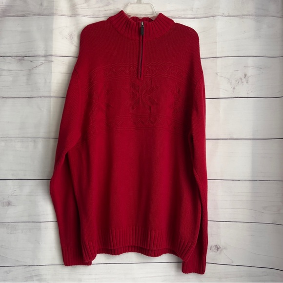 Chaps Other - Chaps Sweater Men’s Red Multi Fair Isle 1/4 Zip Up SZ: XXL